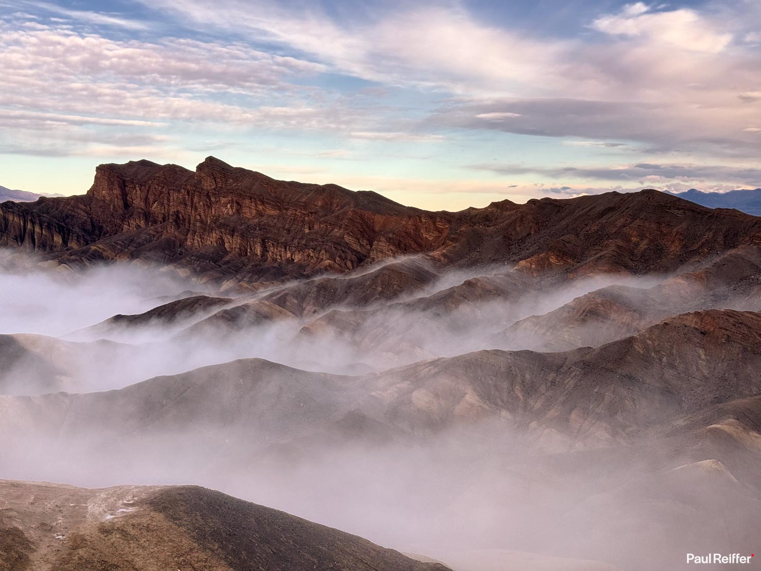 BTS Zabriskie Soup Death Valley Fog iPhone Layers Creeping Paul Reiffer Medium Format Landscape Photography Fine Art Print National Park California Professional Rock Formations Point IMG_9277