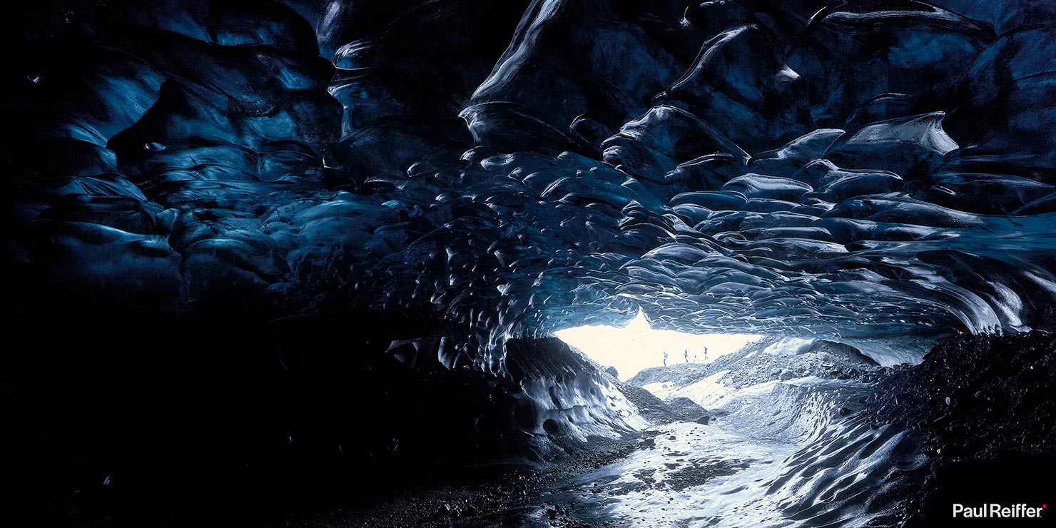 Exit Chamber People Walking Canon EOS R Winter Iceland Ice Cave Glacier Shrinking Blue Paul Reiffer Professional Landscape Photography Workshop REI_6937