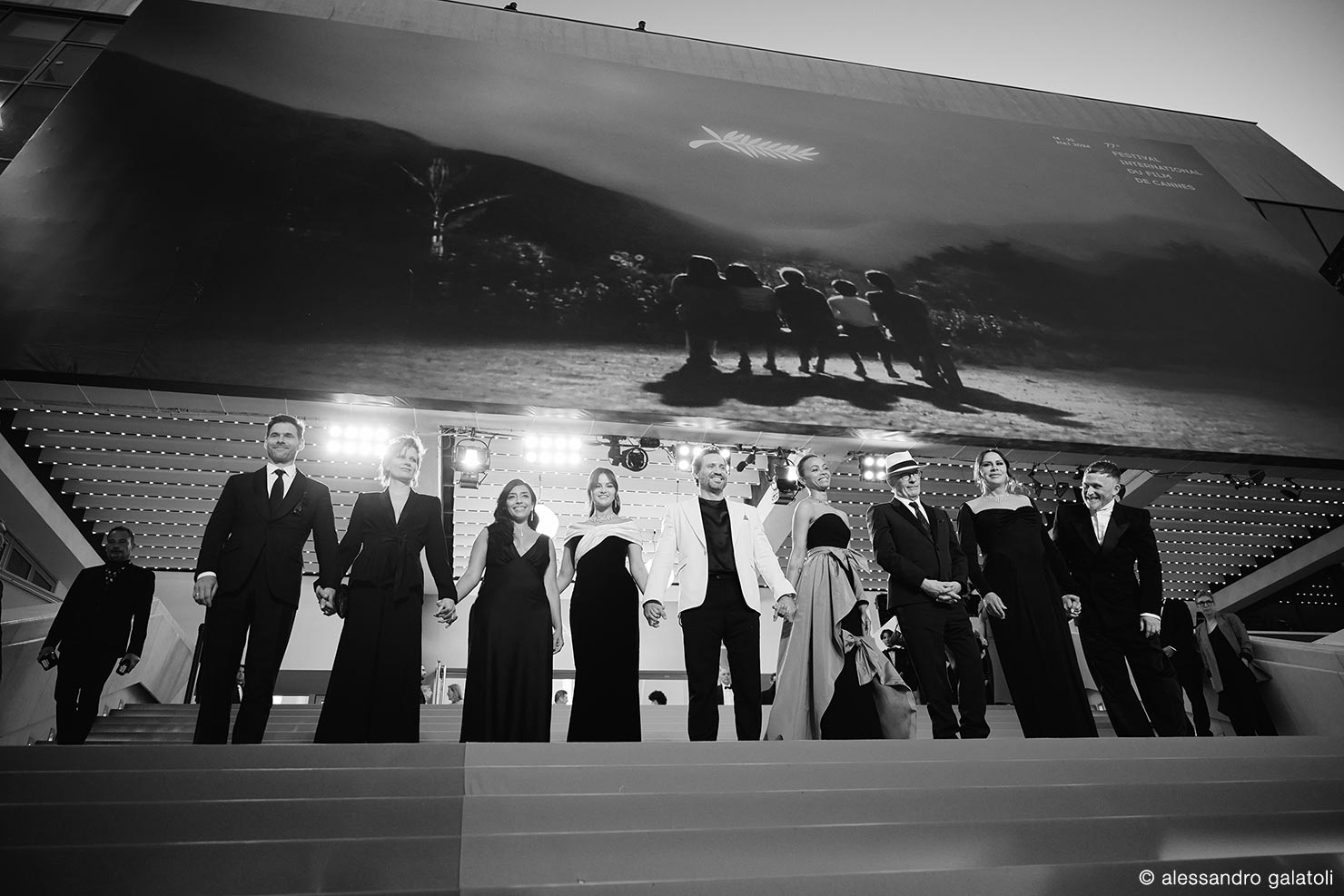 Line Up Cannes Film Festival Alessandro Galatoli Celebrity Photographer 77th 2024 May Red Carpet Top Of Stairs