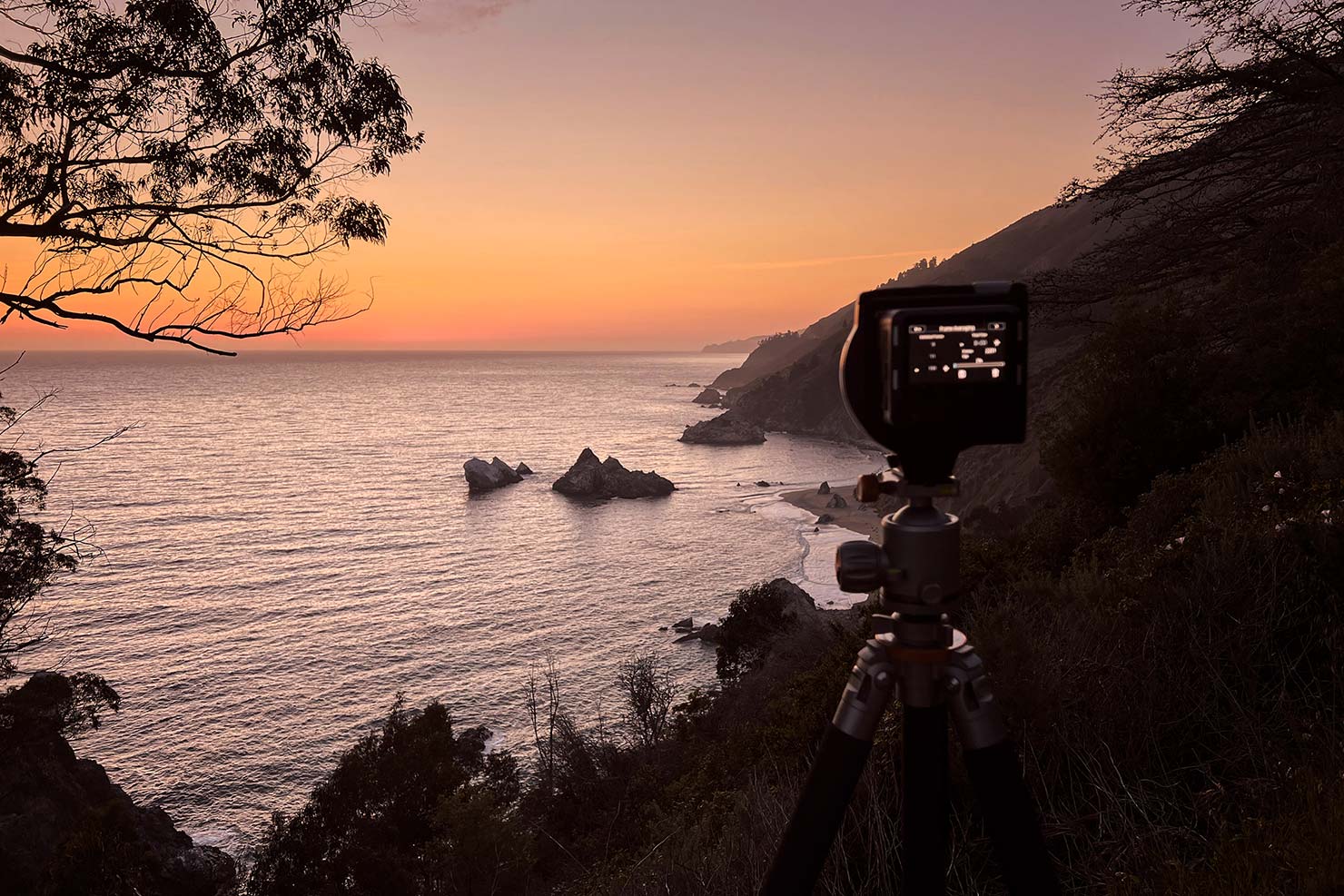 2022 BTS Facing North Soft Warm Sunset PCH Route 1 Pacific Coast Rocks Evening Glow Paul Reiffer Travel California Phase One IMG_3370
