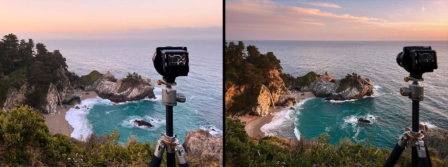 2022 BTS Pink Sky Pastels Golden Hour Light Sunset Pacific Coast McWay Falls Paul Reiffer Photographer Phase One Changing IMG_3268