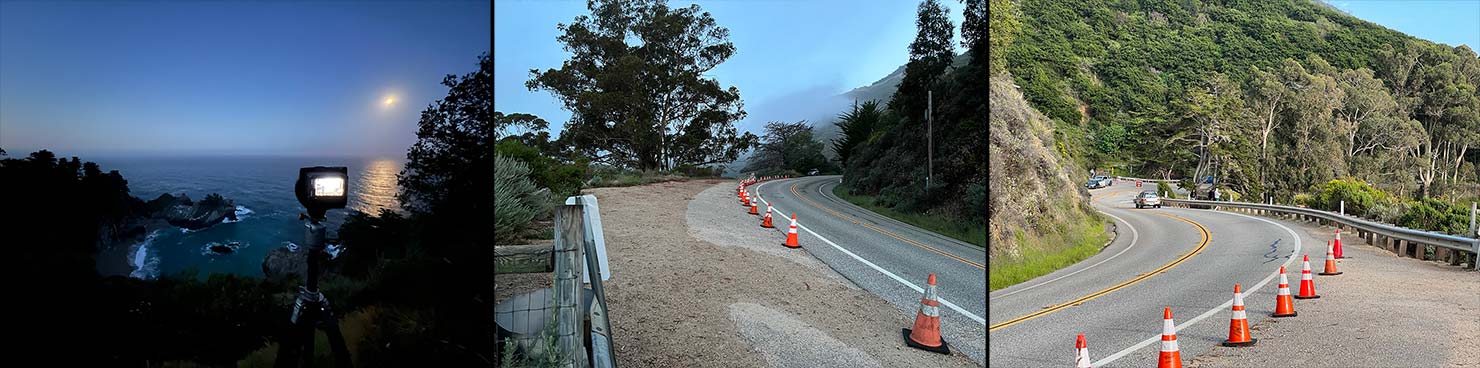 2022 Moonrise Closed Parking McWay Falls Overlook Land Slip Landslide PCH Coast Route 1 California Paul Reiffer Cones Traffic IMG_3300