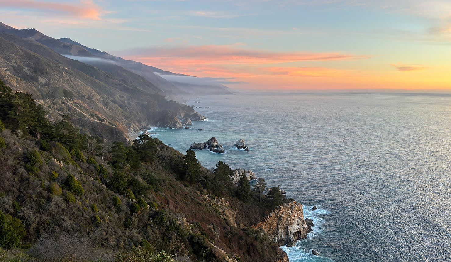 2024 Sunset South Big Sur California Route 1 iPhone Photograph Coast Ocean Pacific Pink Sky Coastline Paul Reiffer IMG_8495x