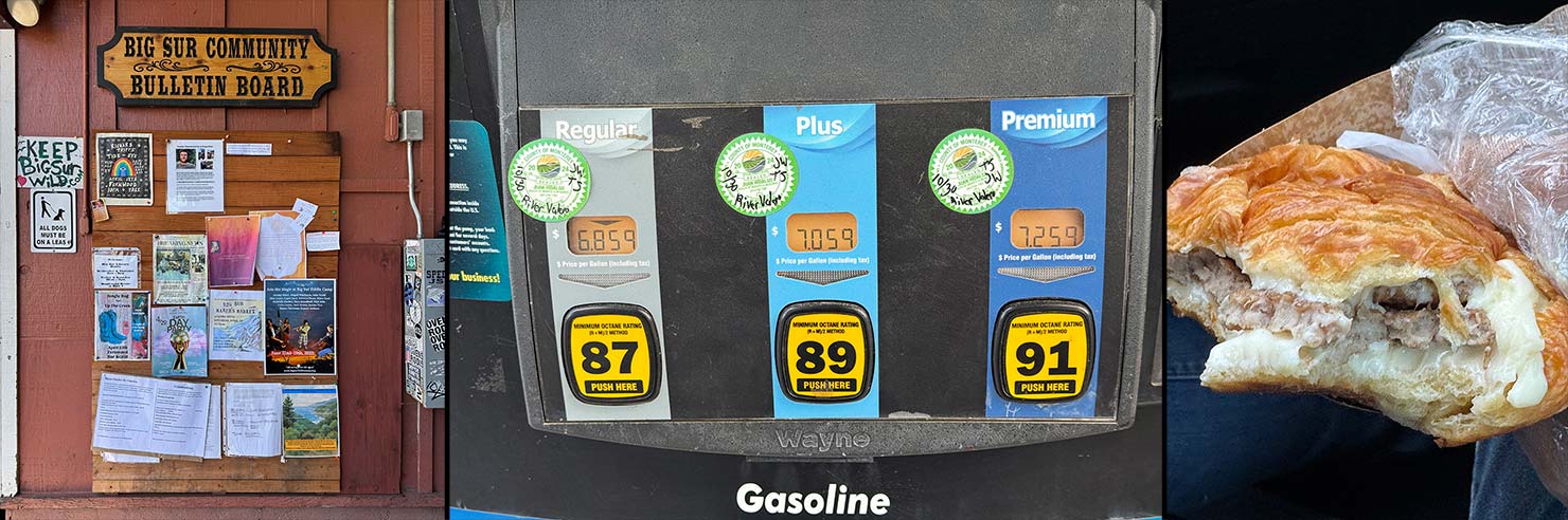 2025 Gas Prices Big Sur California General Store Sausage Croissant Breakfast Road Trip Route 1 Paul Reiffer Photographer Guide IMG_7453