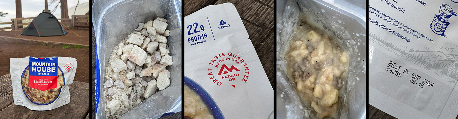 2025 Mountain House Biscuits Gravy Camp Food 30 Years 2054 Dehydrated Best Before Dates Not Good Health IMG_7203