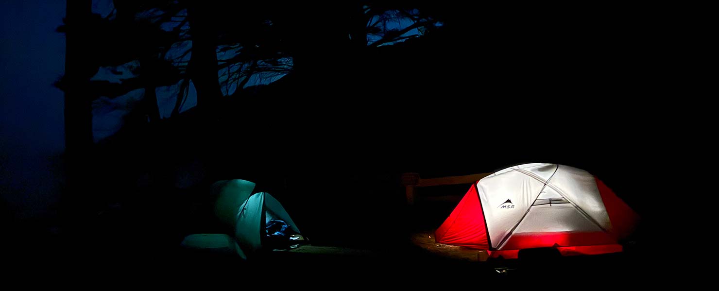 2025 Night Dark MSR Terra Nova Camp Setup Lights Tents Paul Reiffer Ben Big Sur Camping Mc Way Falls IMG_7142