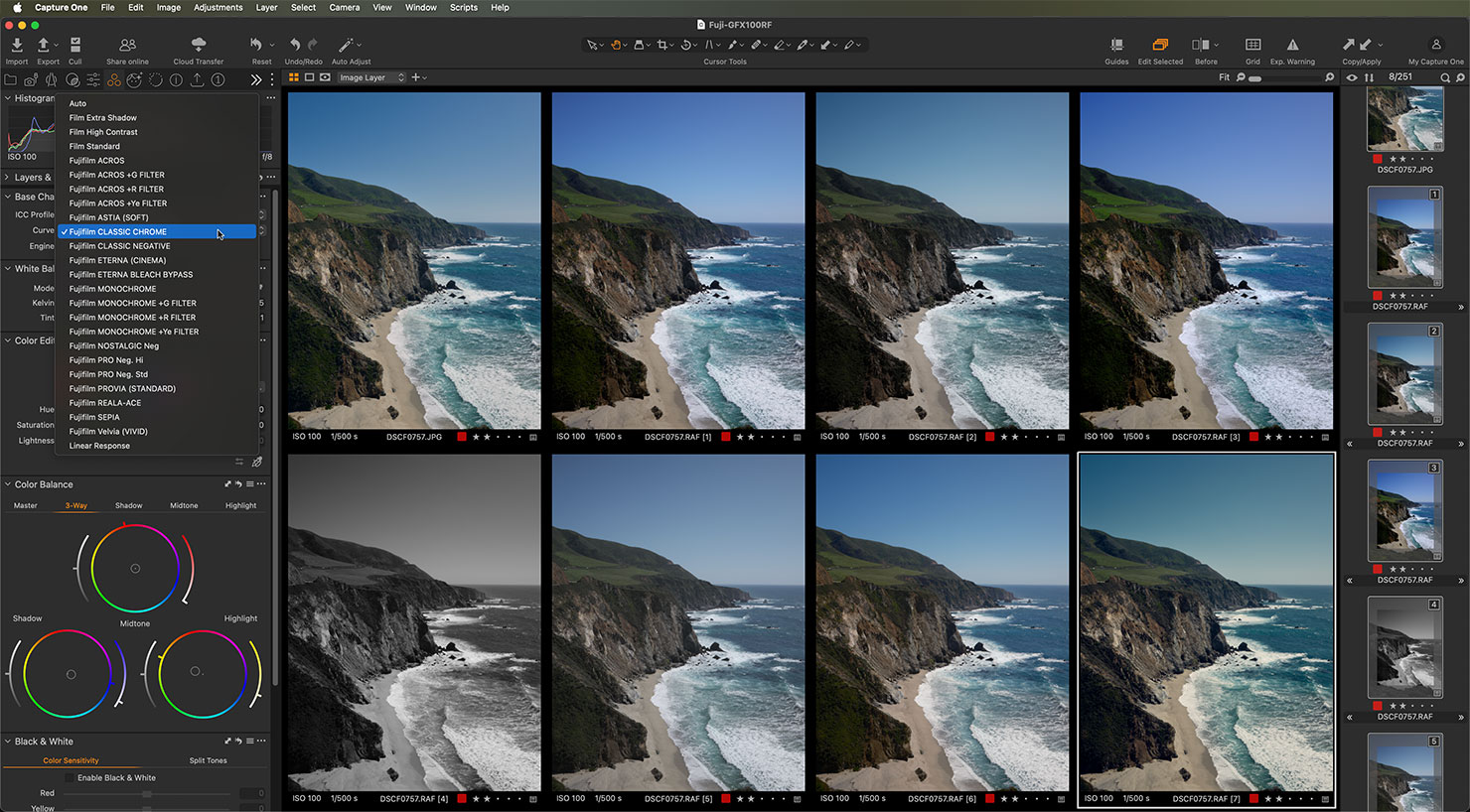 Capture One Film Simulations RAW Chrome Provia Astia Fujifilm GFX100RF 100MP Press Review Paul Reiffer Medium Format Fuji Phase One Photographer Big Sur X100VI Compare