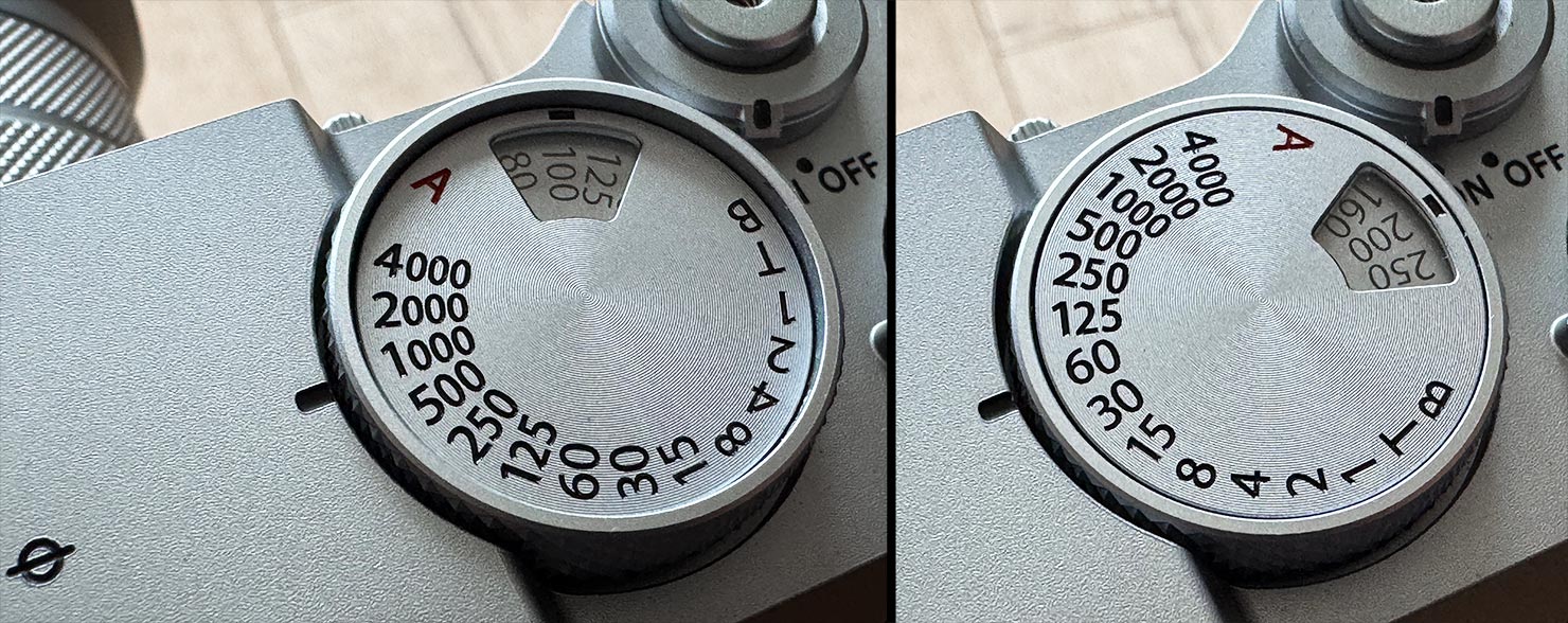 ISO Shutter Speed Dial Wheel Same IMG_7901 Fujifilm GFX100RF 100MP Press Review Paul Reiffer Medium Format Fuji Phase One Photographer Big Sur X100VI Compare