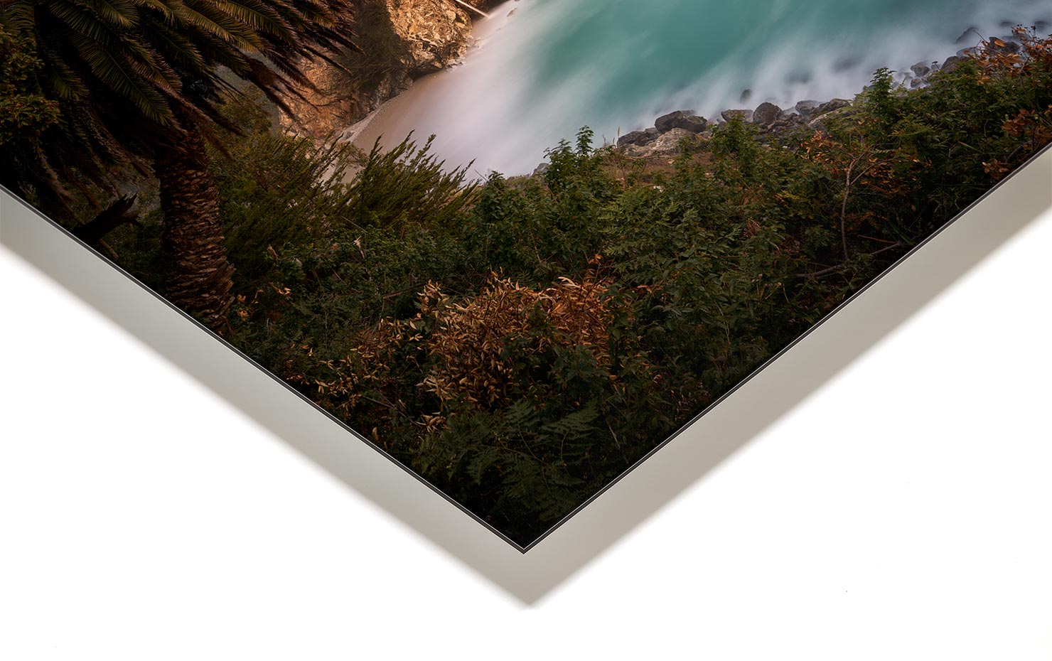hideaway McWay Falls Route 1 California PCH Julia Pfeiffer Burns Waterfall buy limited edition photograph landscape Full Acrylic Aluminium Metal Frame Paul Reiffer