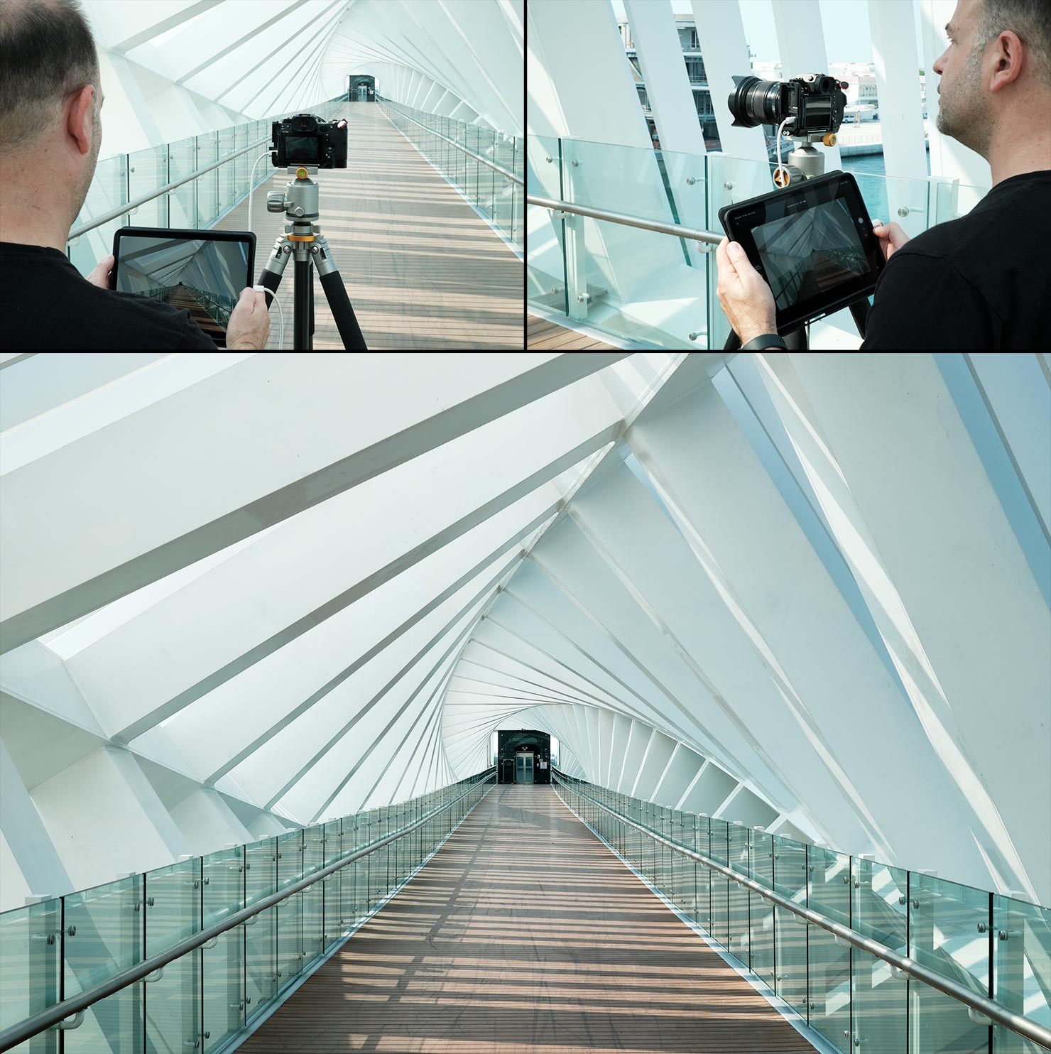Capturing Dubai Water Canal Footbridge Mobile App David Grover Tethered BTS iPhone Capture One Paul Reiffer