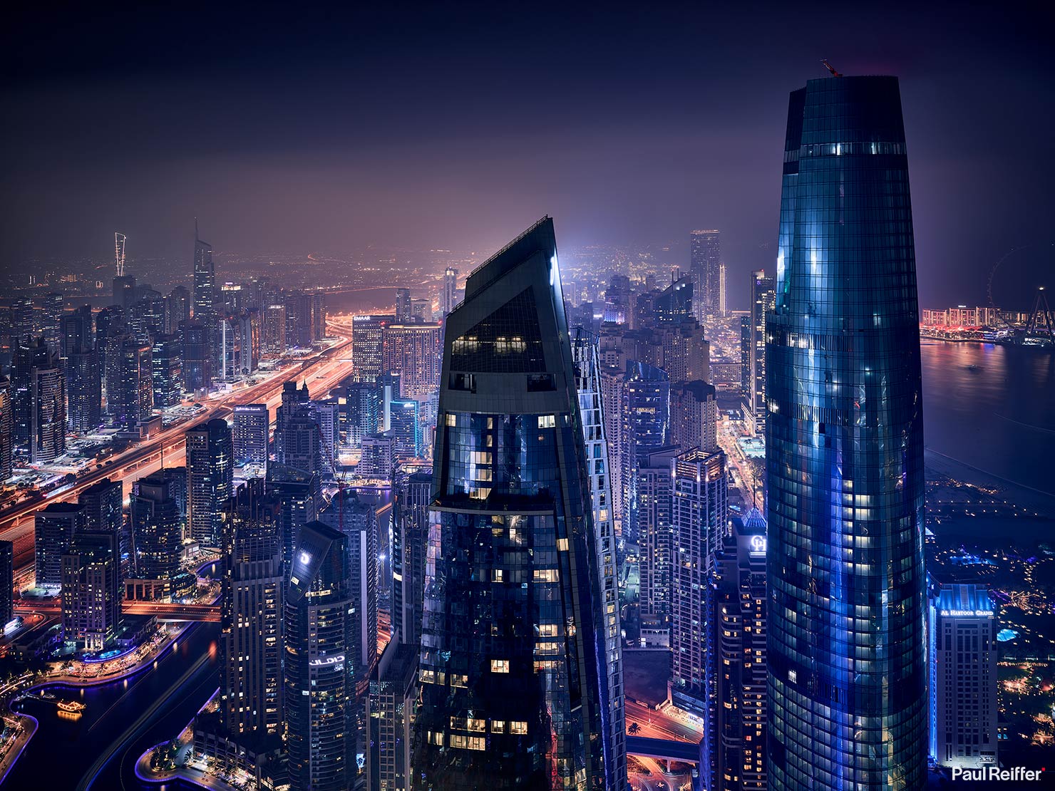 Dubai Ciel Tower From Princess Landscape Night P0017130 Paul Reiffer Phase One Cityscapes City Night Life Shots Photographer