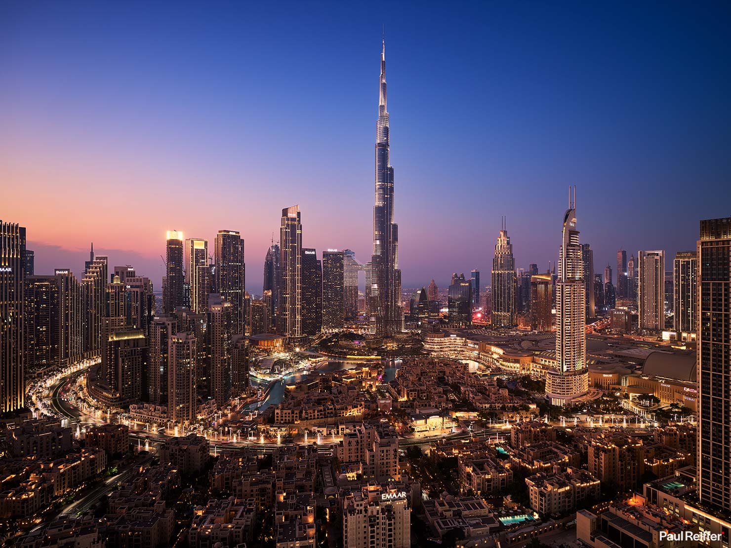Dubai Downtown Damac Balcony Golden Hour Night 1 Capture One P0054489 Paul Reiffer Phase One Cityscapes City Night Life Shots Photographer