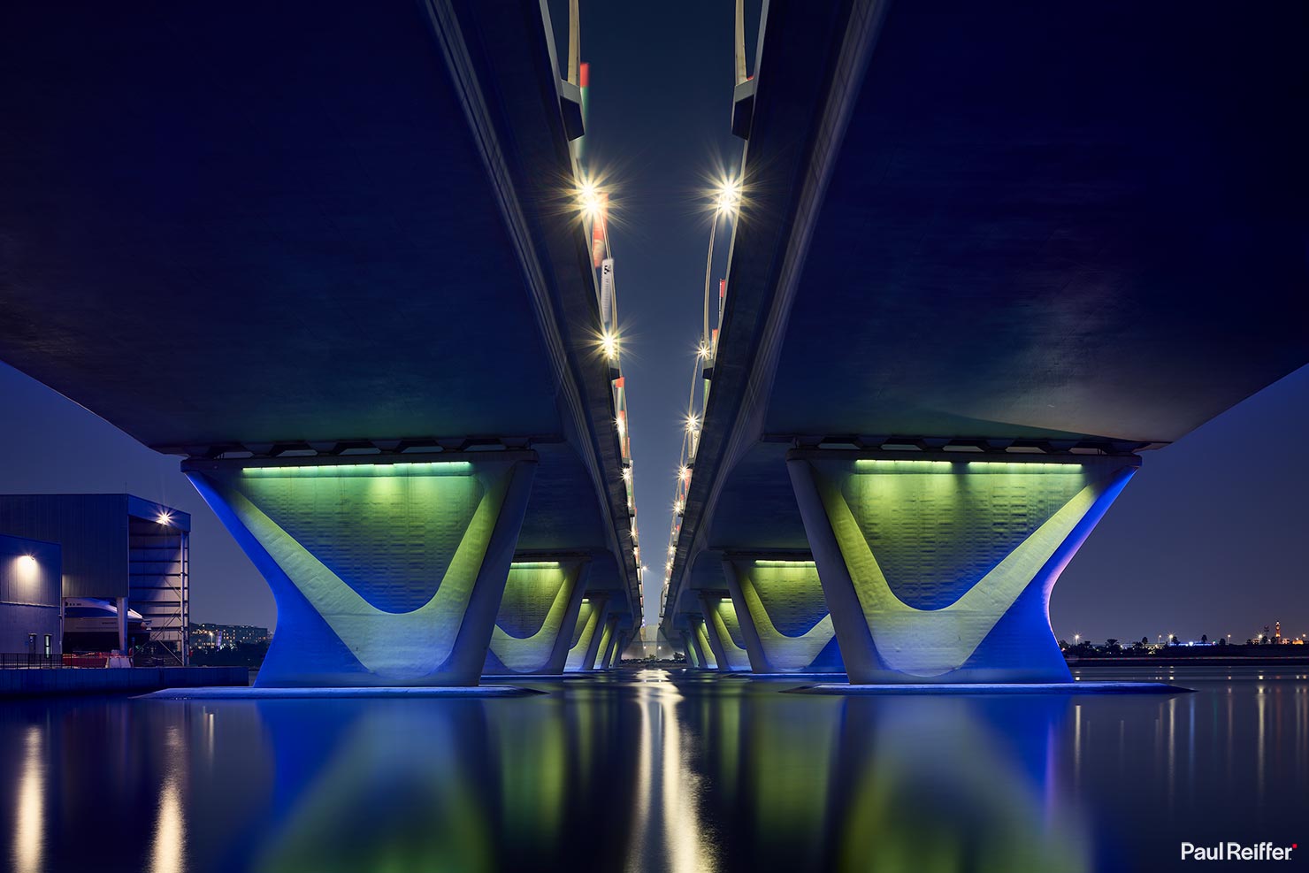 Dubai Garhoud Bridge Capture One P0054967 Underneath Long Exposure Frame Average Water City Lights Night Paul Reiffer