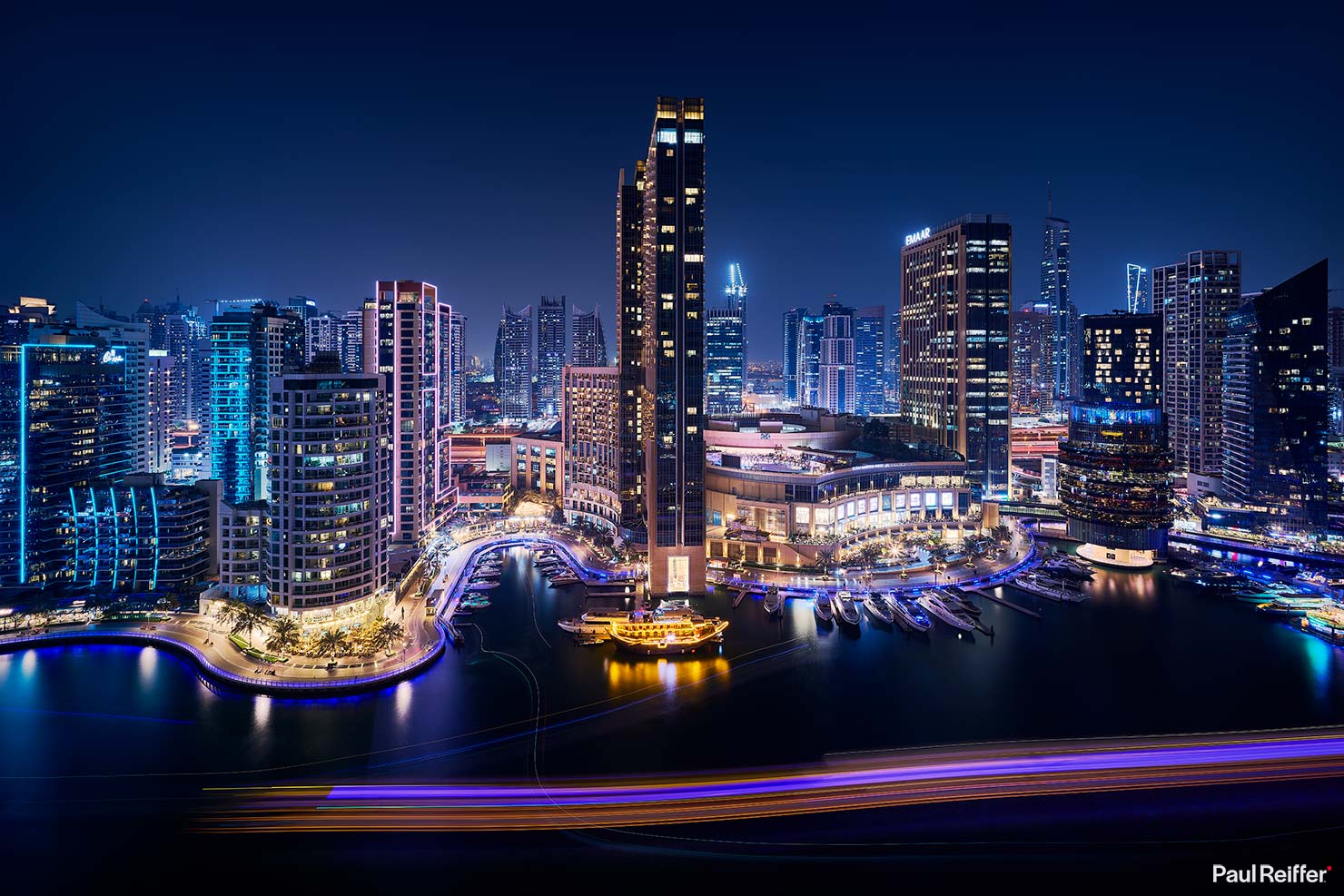 Dubai InterContinental Marina Long Exposure Boats Night Capture One P0054461 Paul Reiffer Phase One Cityscapes City Night Life Shots Photographer