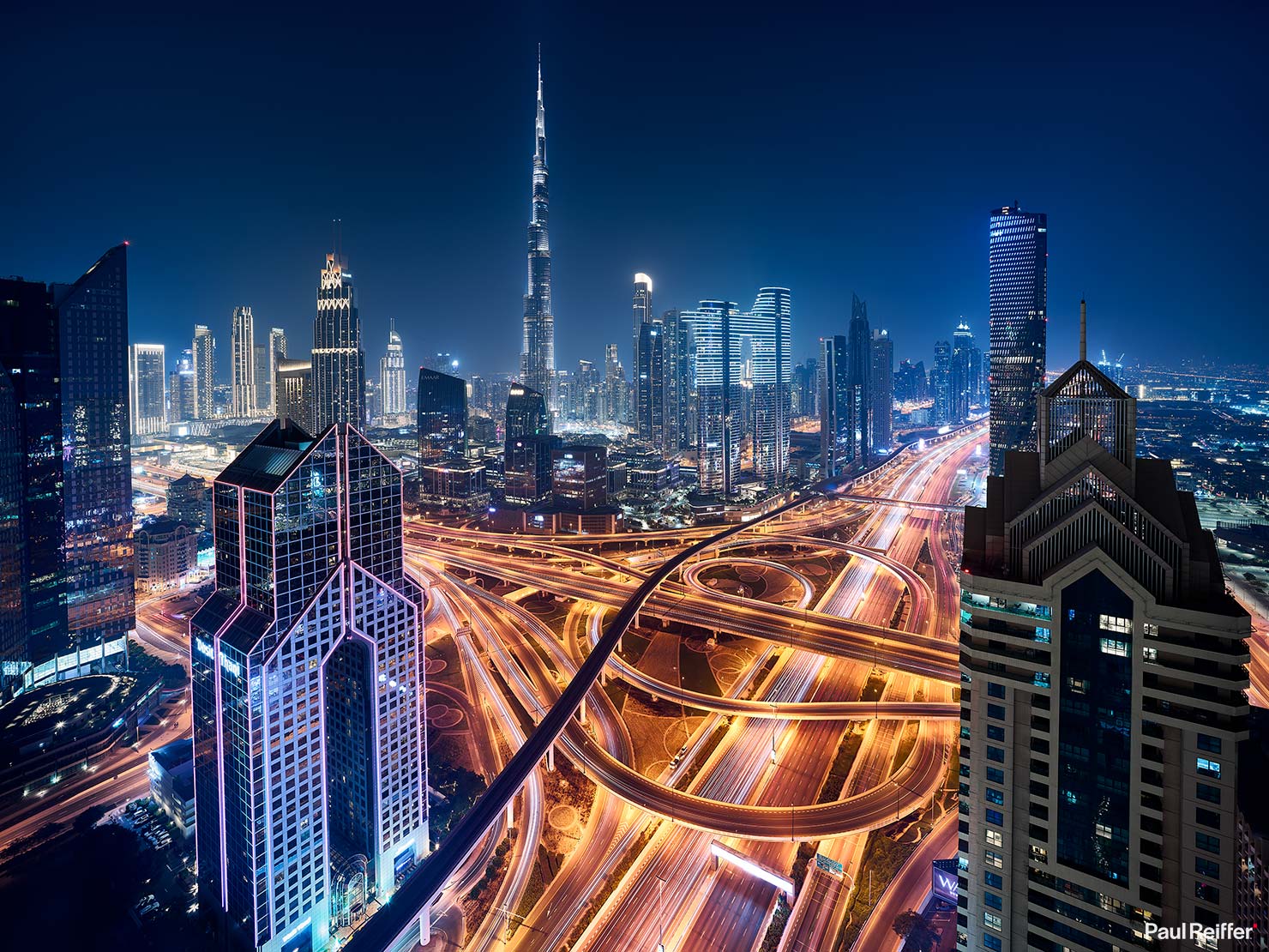 Dubai Shangri La Intersection Sheikh Zayed Road Night Capture One P0054996 Paul Reiffer Phase One Cityscapes City Night Life Shots Photographer