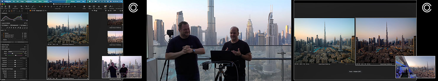 Live At Sunset From Damac Downtown Dubai Burj Khalifa David Grover Broadcasting BTS iPhone Capture One Paul Reiffer