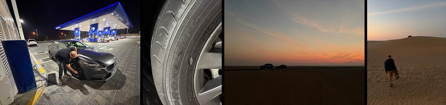 On The Way To Dubai Desert Sunrise Flat Tyre Uwe BTS iPhone Capture One Paul Reiffer