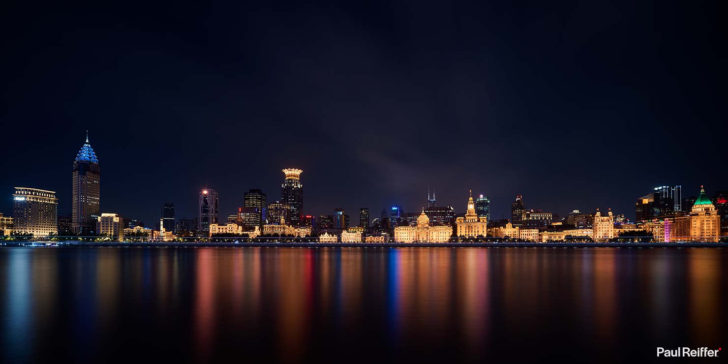 Shanghai Bund View Night Golden Lights P0017537 Paul Reiffer Photographer Travel Destination Cityscape Professional Phase One