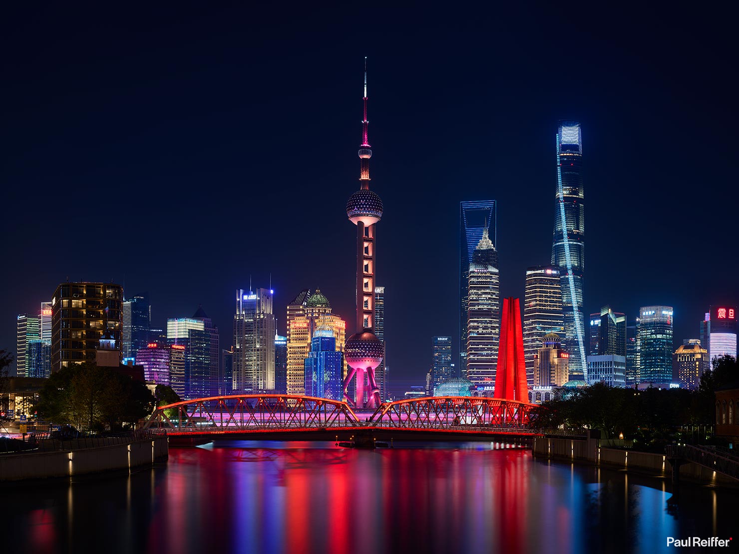 Shanghai Garden Bridge Night Waibaidu Skyline P0053319 Paul Reiffer Photographer Travel Destination Cityscape Professional Phase One