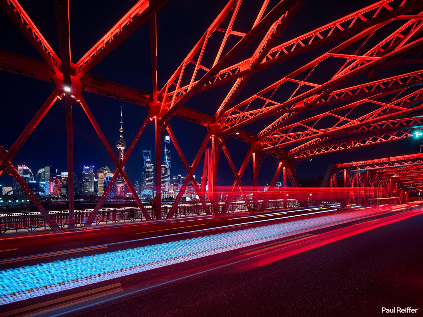 Shanghai Garden Bridge Traffic Trails P0053342 Paul Reiffer Photographer Travel Destination Cityscape Professional Phase One