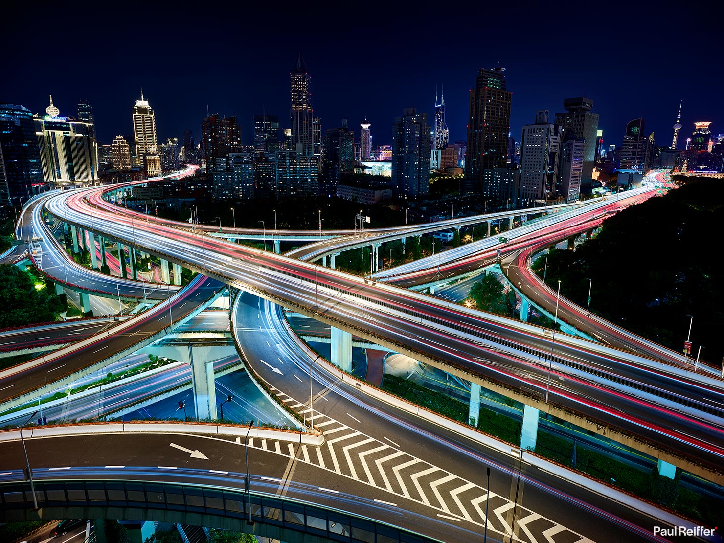 Shanghai Nine Dragon Green Lights Night XT P0052691 Paul Reiffer Photographer Travel Destination Cityscape Professional Phase One