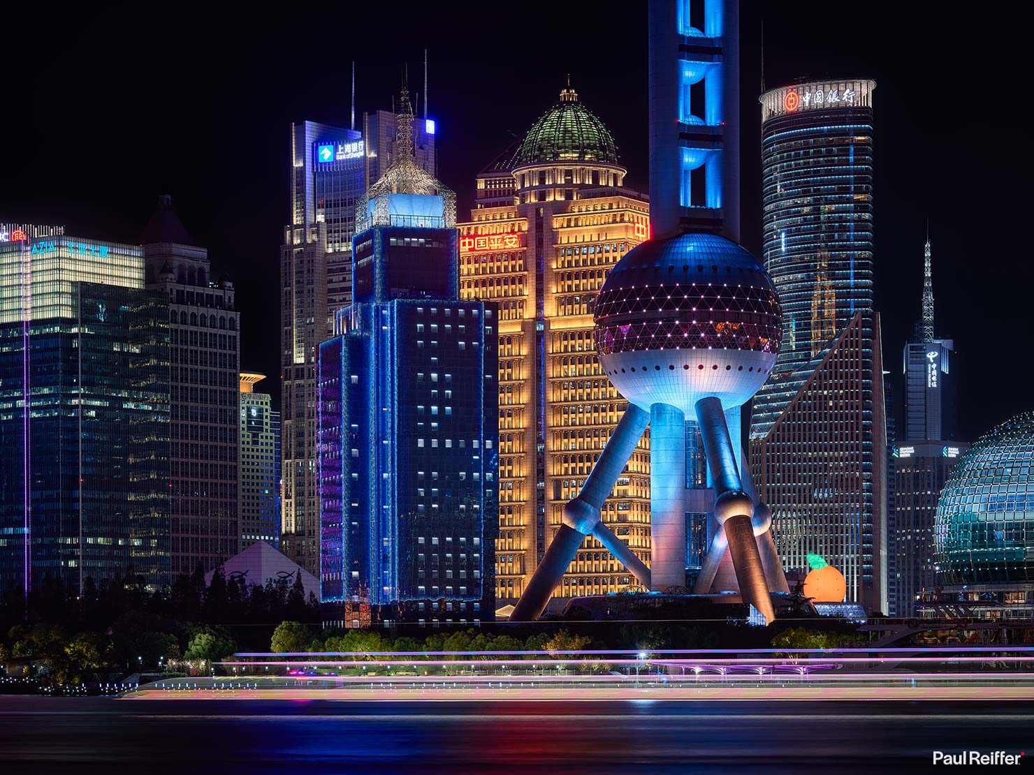 Shanghai Oriental Pearl Tower Night Low Landscape Base Boats P0053356 Paul Reiffer Photographer Travel Destination Cityscape Professional Phase One
