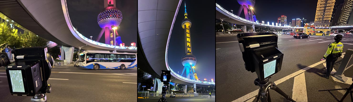 Underneath pedestrian walkway shanghai tower night lights police help bts pearl under Paul Reiffer Photographer Travel Destination Cityscape Professional Phase One